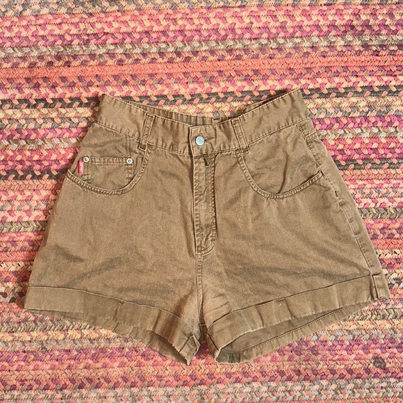 VTG BROWN HIGH RISE ESPRIT MOM CUFFED SHORTS - Picture 1 of 5